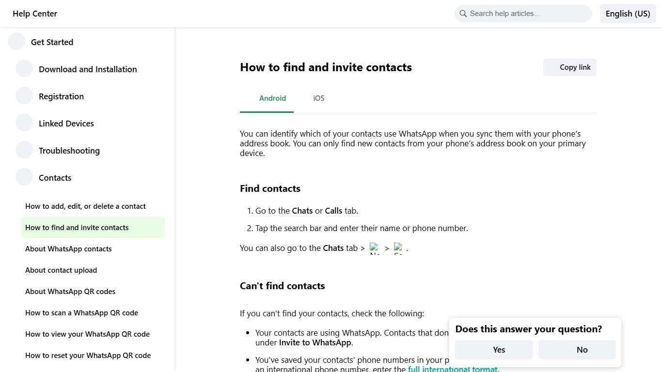 How to find and invite contacts | WhatsApp Help Center